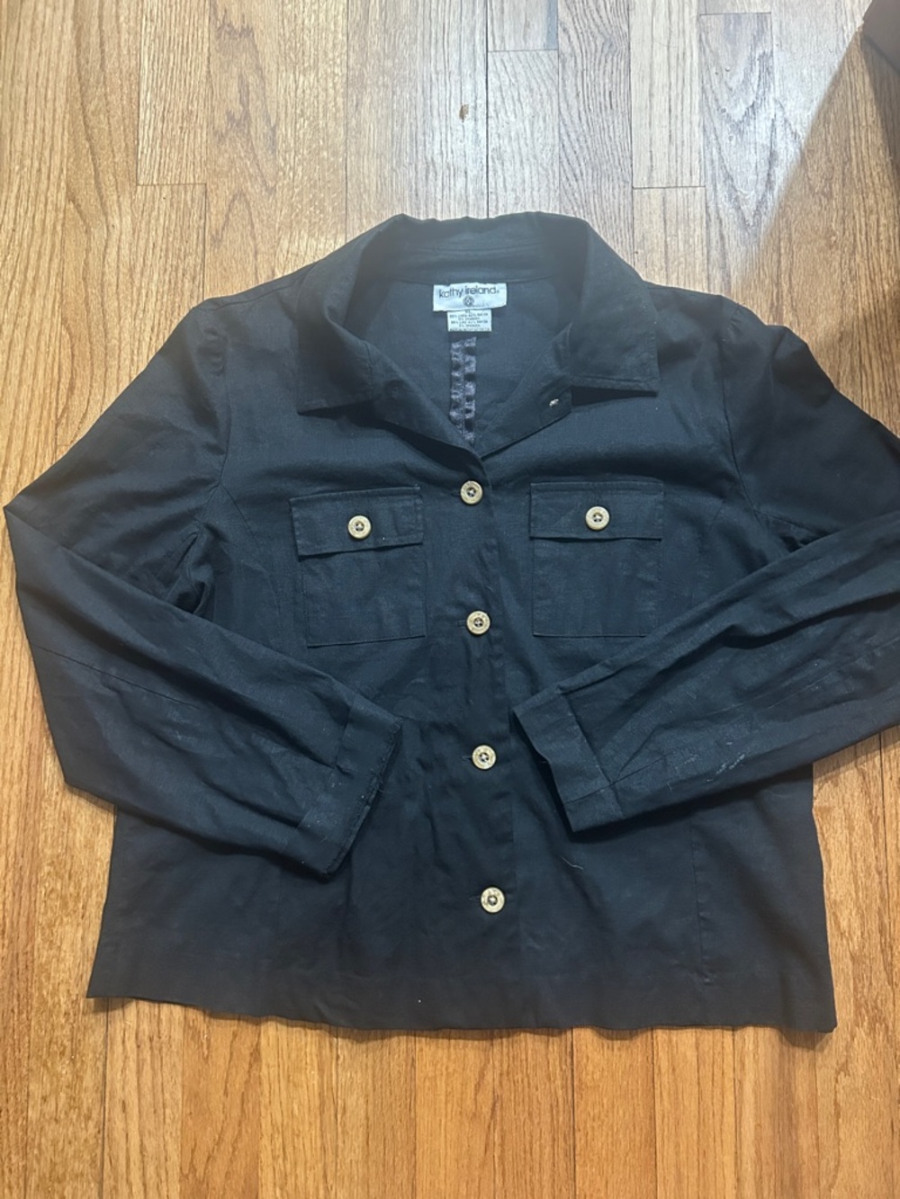 Kathy Ireland Black Button-Front Boxy Jacket 70/80s vintage size XLarge